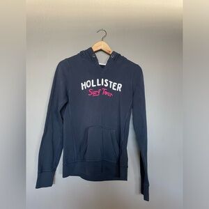 Hollister Dark Blue Hoodie with Pink Logo